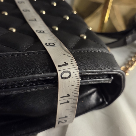 Badgley Mischka Quilted Stud Crossbody – Black & Gold Glam, Small but Bossy - Picture 12 of 13